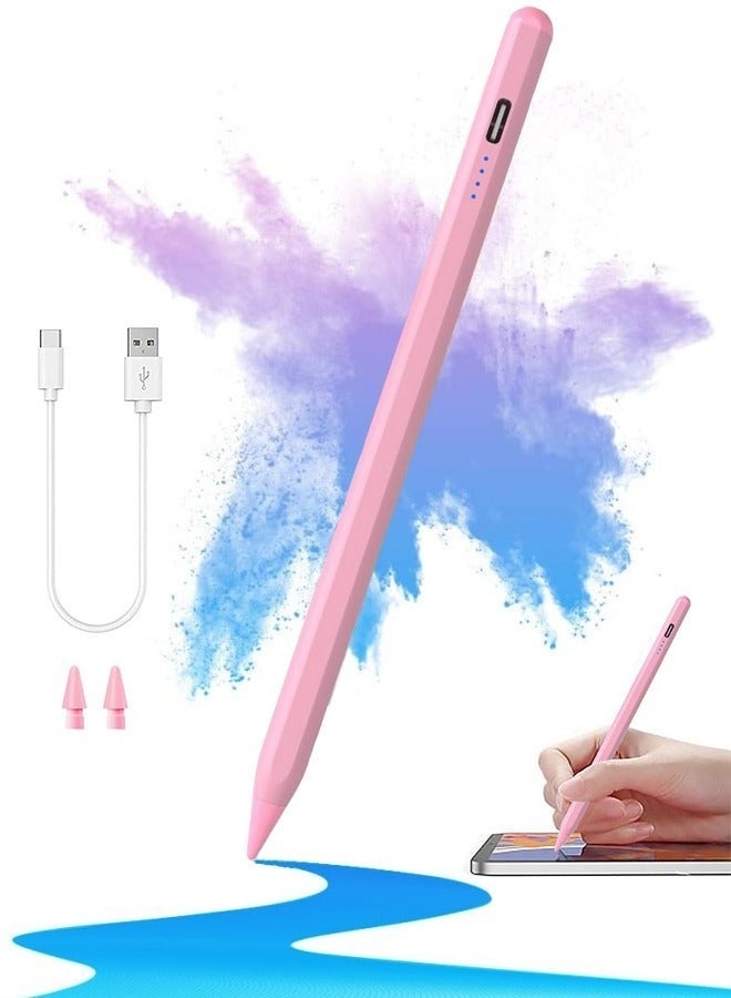 Bukela Stylus for iPad with palm tilt sensitivity, 13-minute full charge, MEKO Active Touchscreen Apple Pencil Compatible with iPad 6/7/8/9/10, iPad Pro 12.9 & 11", iPad Air 3/4/5, iPad mini 5/6 (Pink + 2 Pen Tips)