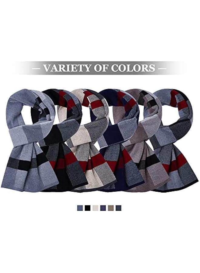 Men's Cashmere Scarves Long Wool Scarf Plaid Thicken Winter Warm Business Scarf for Men Casual Fashion Soft Comfy, Navy Blue, One Size - Image 2