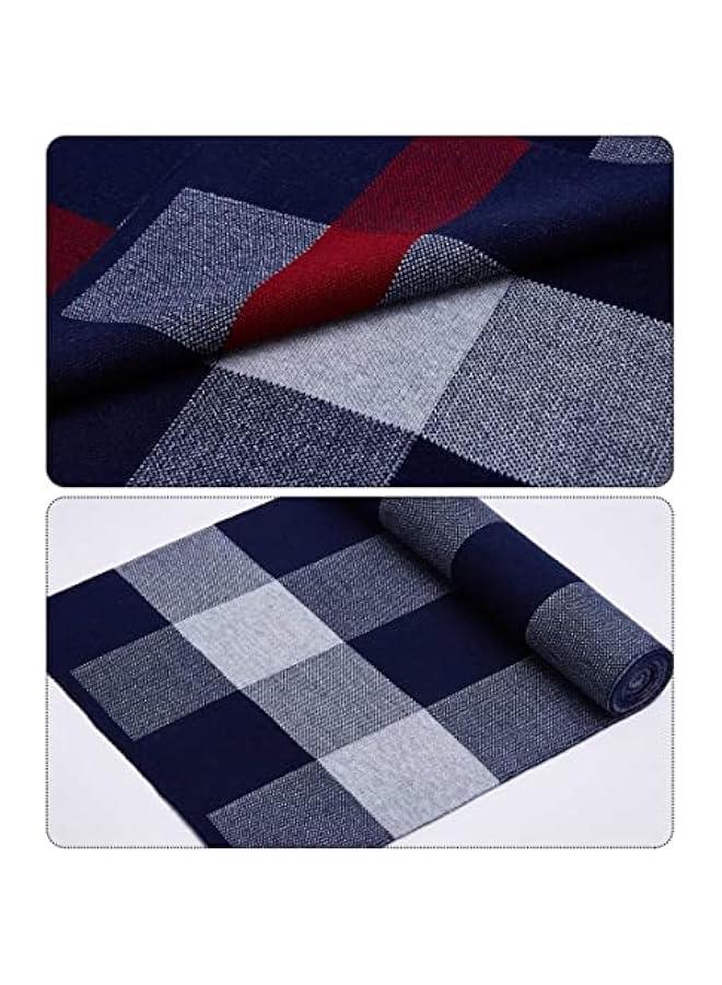 Men's Cashmere Scarves Long Wool Scarf Plaid Thicken Winter Warm Business Scarf for Men Casual Fashion Soft Comfy, Navy Blue, One Size - Image 5