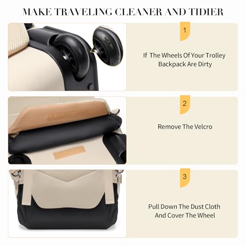 GOLF QUALITY Rolling Backpack for Women,Travel Laptop Backpack with Wheels Roller Personal Item Backpack Wheeled Underseat Carry On Luggage,Fit 17Inch,Apricot - Image 5