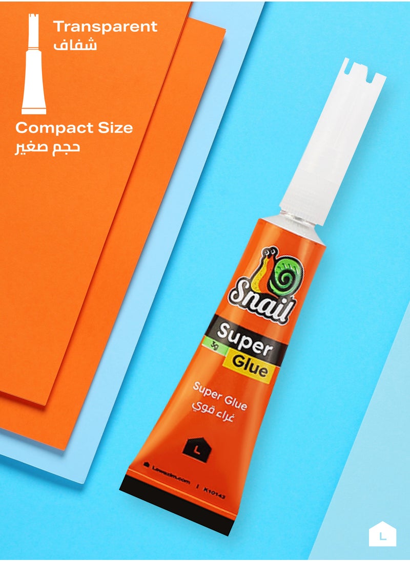 LAWAZIM - Super Glue -6 Pieces- Fine Tip Transparent Quick Bonding Instant Adhesive on Metal Plastic Wood Glass Ceramic Rubber Leather Fabric Paper and Jewelry - For DIY House Repairs and Professional - Image 1