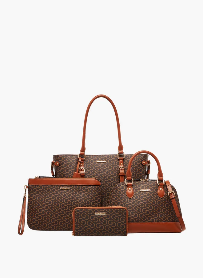 Celeste Monogram Print 4-Piece Bag Set