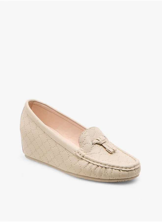 لو كونفورت Monogram Embossed Moccasins with Wedge Heels