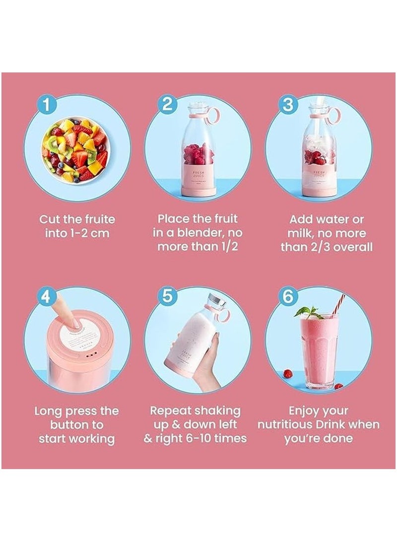 Fend Rechargeable Handheld Mini Juicer Portable Blender for Shakes and Smoothies Pink - Image 3