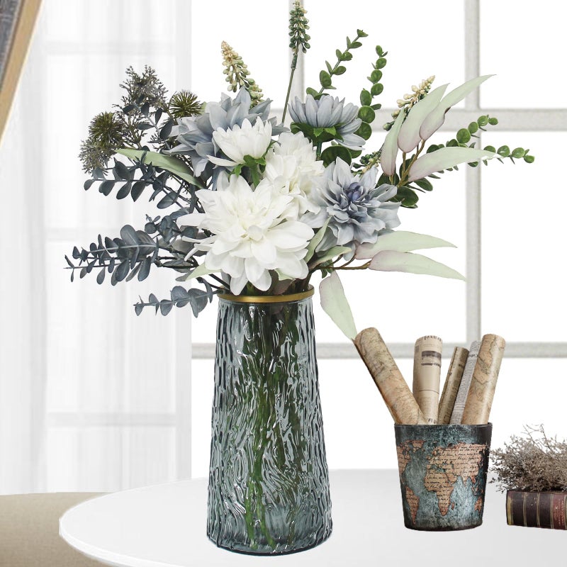 Leftover Fake Flowers in Vase,Faux Flowers in Vase,Table Centerpieces for Dining Room,Flower Centerpieces for Tables,Artificial Flowers,Kitchen Decor,Coffee Table Decor - Image 1