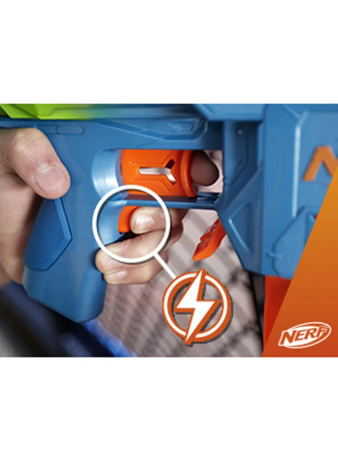 NERF Elite 2.0 Double Punch Motorized Dart Blaster, Rapid Alternating Barrels, 50 Elite Darts, 2x 10-Dart Clips, Ages 8 &amp; Up