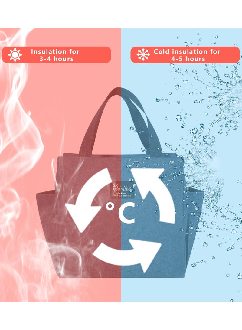 كيلا حقيبة غداء كبيرة معزولة ومبردة وصندوق غداء للنساء والرجال، حقيبة غداء كبيرة السعة وقابلة لإعادة الاستخدام ومقاومة للماء وحقيبة بينتو للعمل والنزهات (أزرق) - Image 5