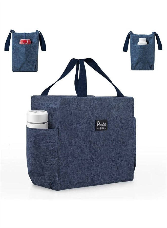 كيلا حقيبة غداء كبيرة معزولة ومبردة وصندوق غداء للنساء والرجال، حقيبة غداء كبيرة السعة وقابلة لإعادة الاستخدام ومقاومة للماء وحقيبة بينتو للعمل والنزهات (أزرق) - Image 1