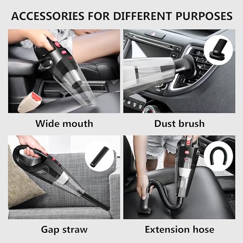 iWagon i5102 Car Vacuum Cleaner 12V High Power Handheld Car Vacuum for Deep Cleaning|110W Vacuum Motor & 5000PA Powerful Suction,16 Ft Cord, HEPA-Filter & Bag for Travel-Car Accessories(Black) - Image 2