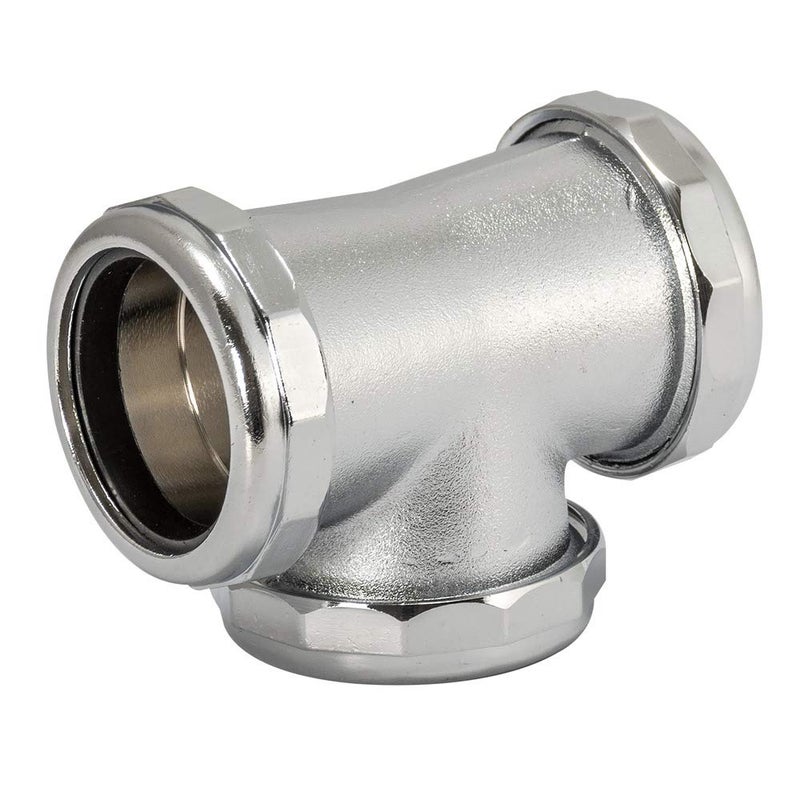 EZFLO Heavy Duty Brass 3Way Tee with Slip Joint Connection 112 Inch Length 22 Gauge Chrome 35139