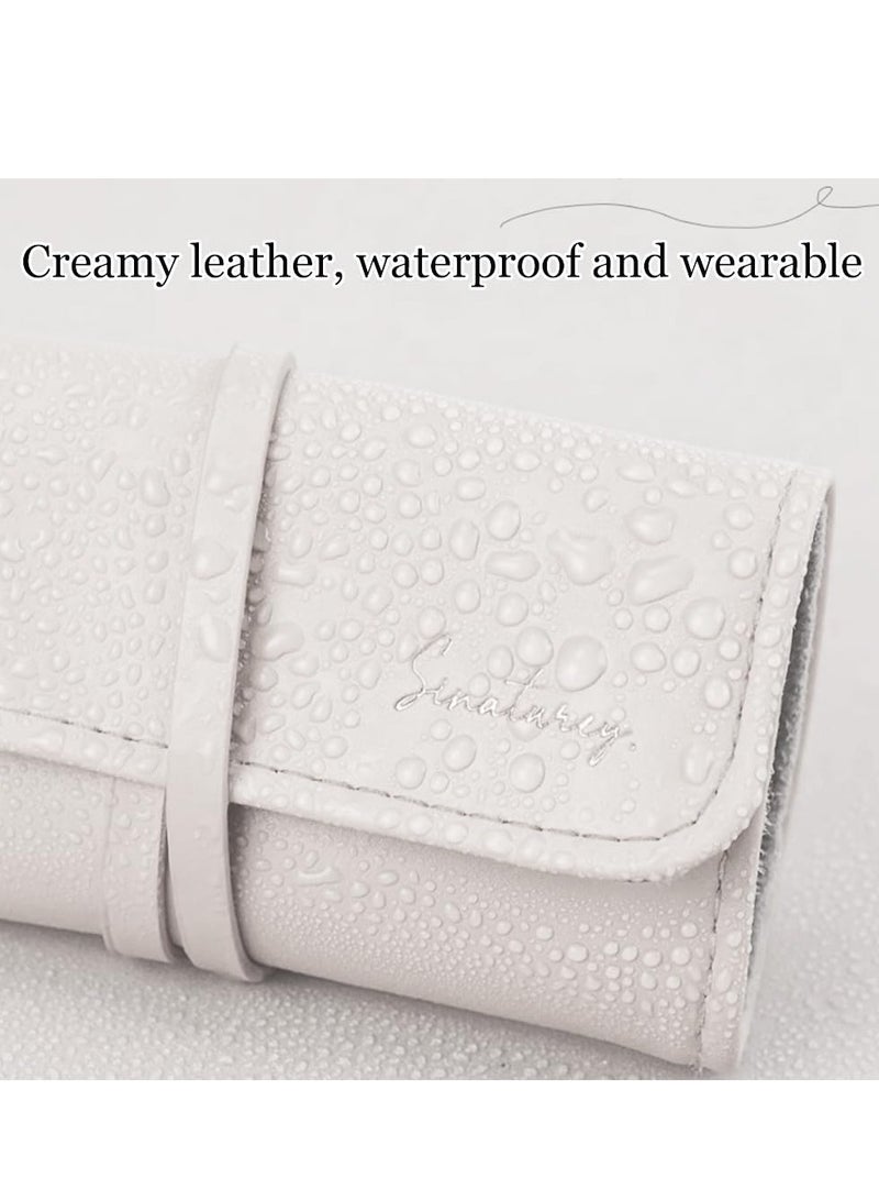 SYOSI Travel Jewelry Organizer Case Leather Jewelry case, Collapsible Jewelry Roll Leather Jewelry Storage Bags for Women Portable Travel Jewelry Storage Bag for Necklaces Earrings Rings Bracelets  - Image 4