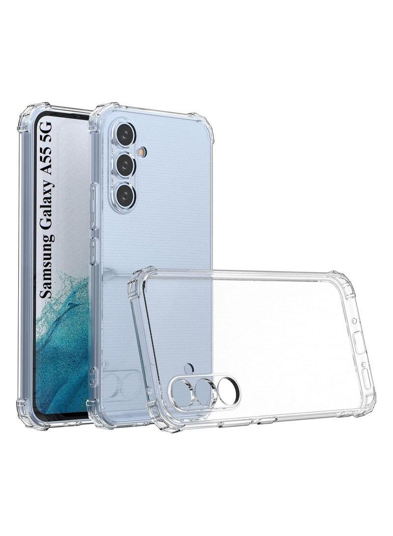 Samsung Galaxy A55 5G Clear Cover Case soft TPU Transparent Silicone Rubber Back Protective Case shock Absorbent Reinforced Corner for Samsung Galaxy A55 5G Clear - Image 1