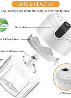 Generic 150ML Portable Food Processor Electric Onion Chopper Mini Garlic Mincer Meat Blender Rechargeable Double Steel Multi-purpose Easy to clean Compatible Kitchen Restaurant Picnic  - Image 3