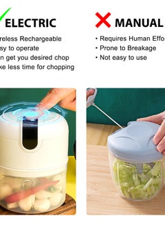 Generic 150ML Portable Food Processor Electric Onion Chopper Mini Garlic Mincer Meat Blender Rechargeable Double Steel Multi-purpose Easy to clean Compatible Kitchen Restaurant Picnic  - Image 4