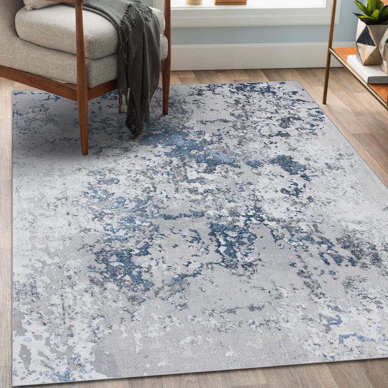 Dara-Rugs Dara Antik Abstract Pattern Blue 5x7 Contemporary Modern Area Rug 