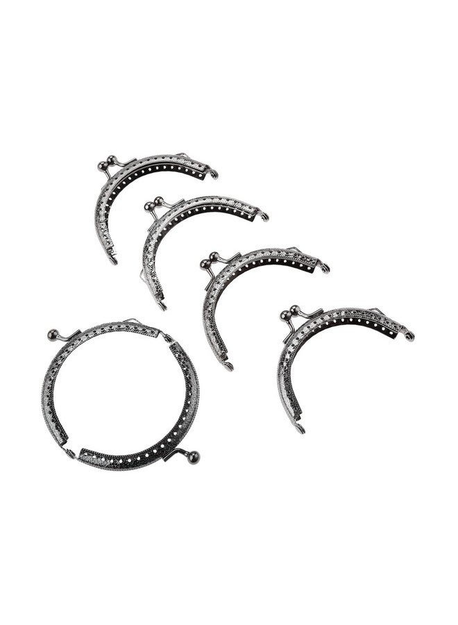 Mtsooning 5Pcs Purse Semicircular Frame, Metal Coin Bag Handle, 3.35 X 2.56 In Black Kiss Clasp Lock For Diy Bag Sewing Craft - Image 1