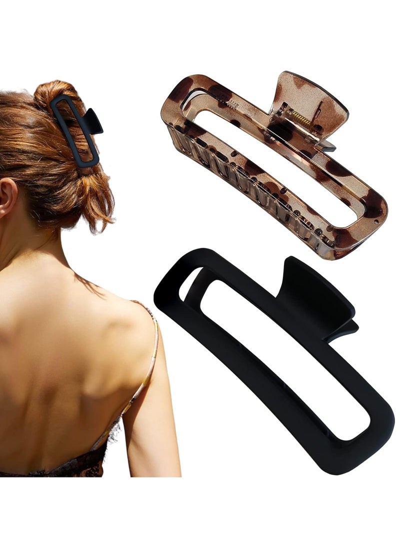 Goolsky Hair Claw Clips 5 Inch Unbreakable Square Rectangle Clip Clamp Neutral Colors for Thick Curly Long Hair Women - 2 Pack - Image 1