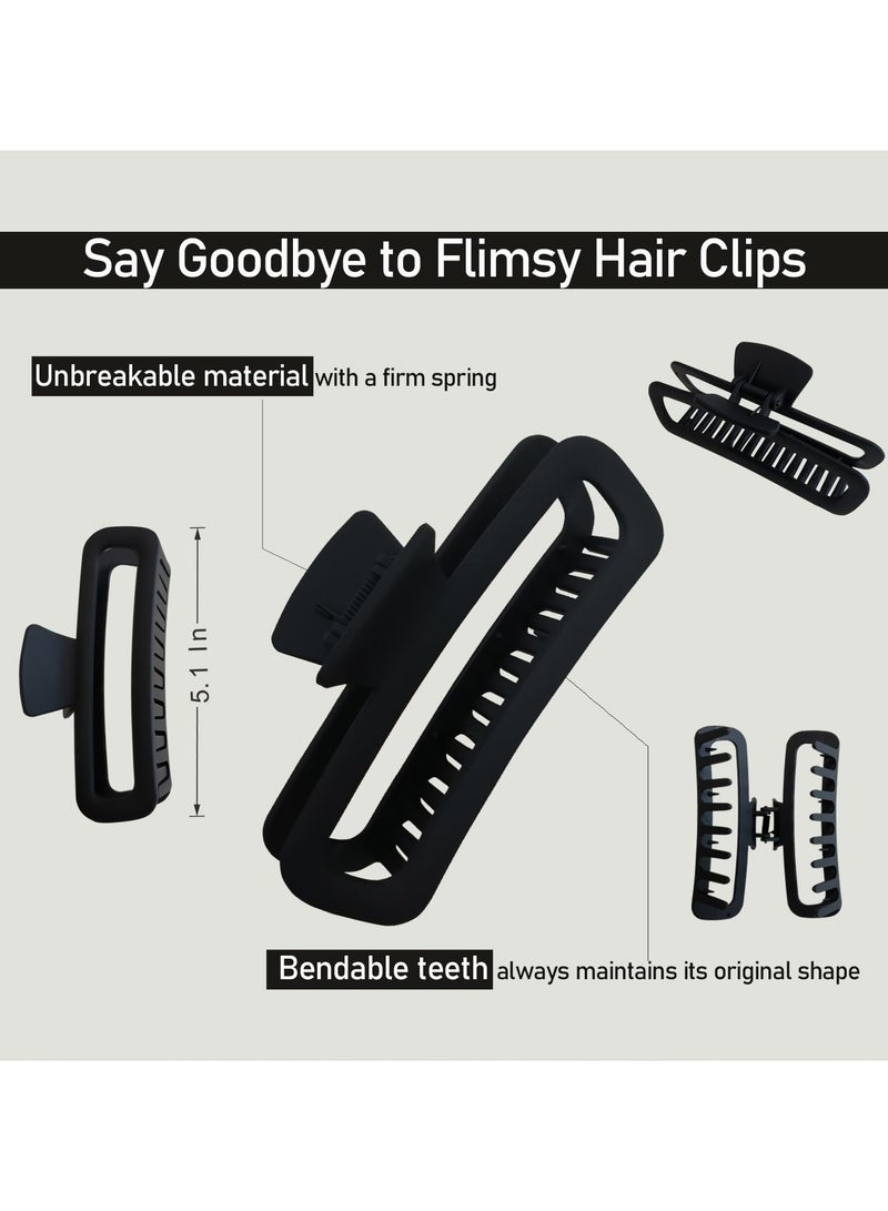 Goolsky Hair Claw Clips 5 Inch Unbreakable Square Rectangle Clip Clamp Neutral Colors for Thick Curly Long Hair Women - 2 Pack - Image 2