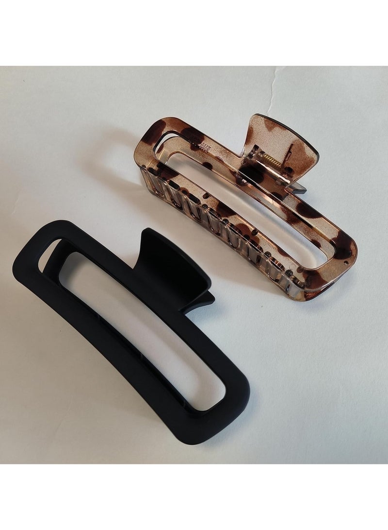 Goolsky Hair Claw Clips 5 Inch Unbreakable Square Rectangle Clip Clamp Neutral Colors for Thick Curly Long Hair Women - 2 Pack - Image 3