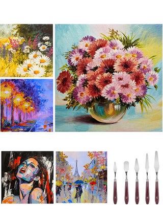 11 Pcs Palette Set, 5 Pcs Stainless Steel Palette Knives and 6 Pcs Plastic Scrapers, Painting Accessories for Oil Acrylic Canvas Painting Color Mixing Thick Paint Applications - view 5