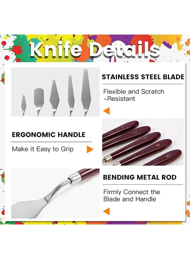 Lemon 11 Pcs Palette Set, 5 Pcs Stainless Steel Palette Knives and 6 Pcs Plastic Scrapers, Painting Accessories for Oil Acrylic Canvas Painting Color Mixing Thick Paint Applications - Image 4