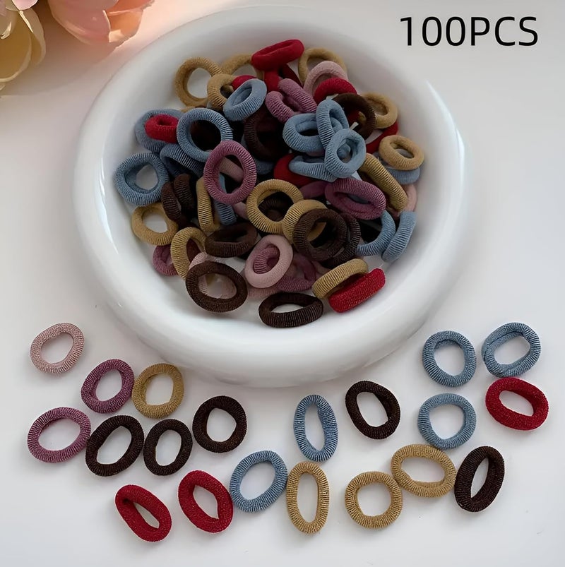 Pactiv 100 قطعة من أربطة الشعر الأنيقة للفتيات، مجموعة حلقات شعر ملونة لطيفة للأعمار من 3-6 سنوات، أربطة شعر غير ضارة للأطفال، مجموعة إكسسوارات شعر عصرية - تشمل قطع متعددة - Image 5