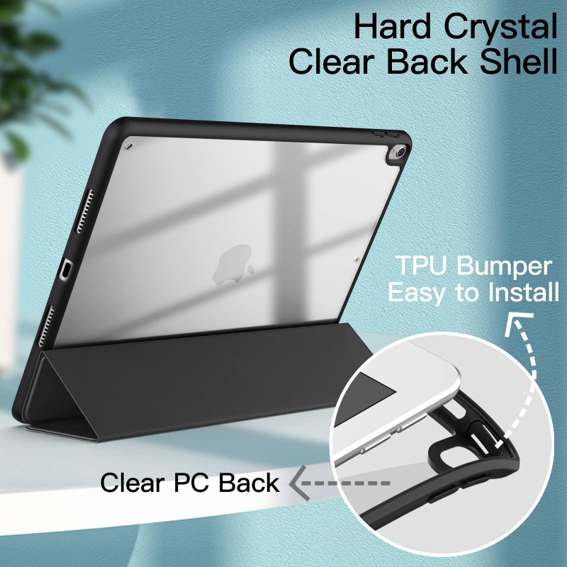 JETech Case for iPad Pro 10.5-Inch and iPad Air 3 (10.5-Inch 2019, 3rd Generation) with Pencil Holder, Clear Transparent Back Shell Slim Stand Shockproof Tablet Cover (Black) - Image 3