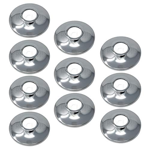 PROCURU 1/2-Inch CTS (5/8" OD) E1711 Escutcheon Wall Pipe Cover, Chrome-Plated Steel with SureGrip, New Work Installation, for 1/2" Copper Pipe and 1/2" PEX Tubing (10-Pack) - Image 1