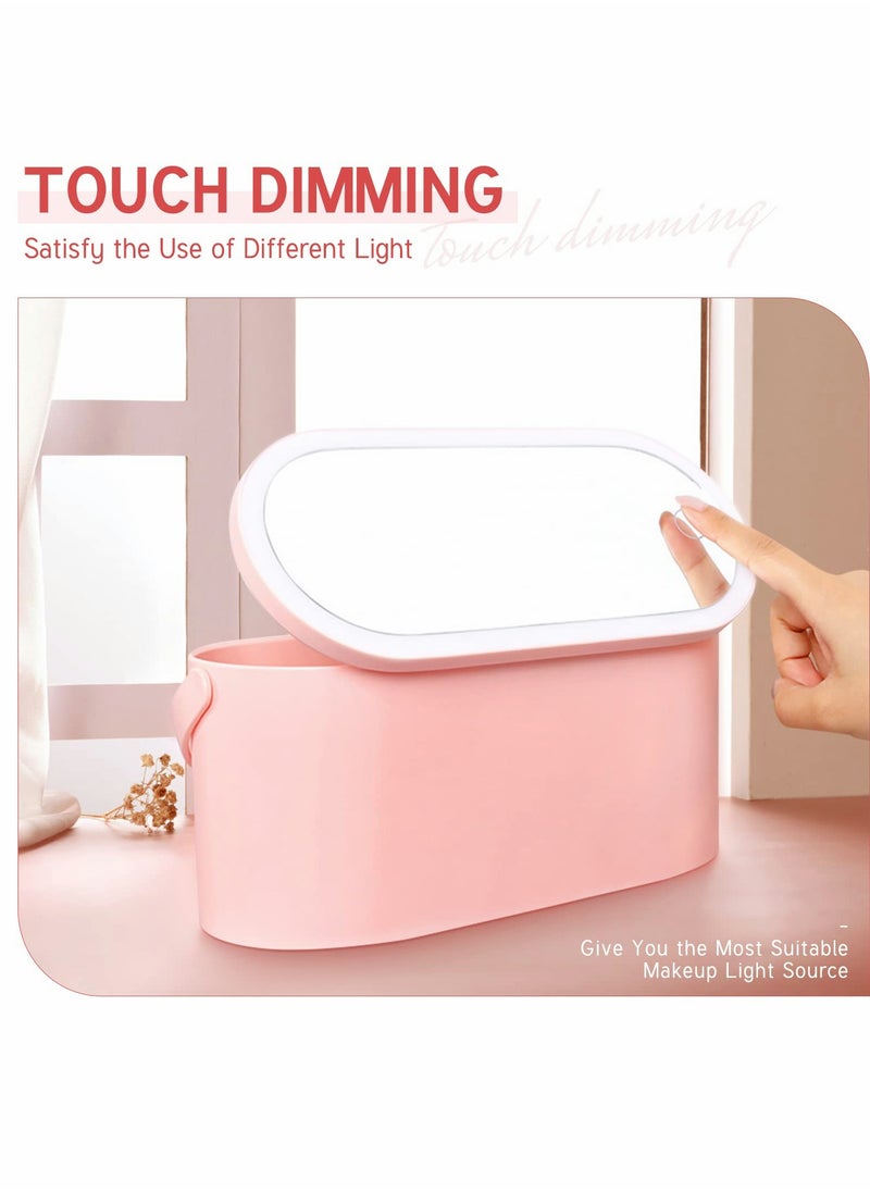 Generic - Portable Makeup Case with LED Light and Mirror, Versatile Cosmetic Organizer with Handle for Easy Storage - Image 1