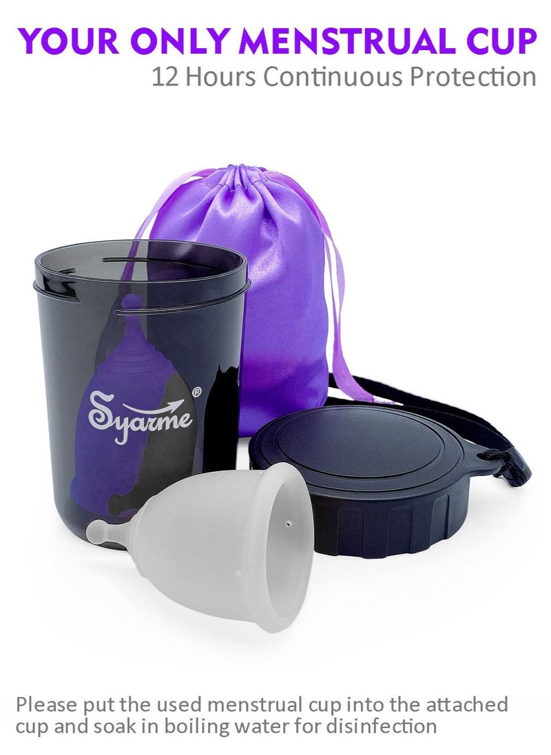 Syarme Menstrual Cup, Reusable Period Cup, Made of Medical Silicone, Replacement for Tampons and Pads, Contains 2 Menstrual Cups S and L, Washing Sterilizer Bottle and Cloth Bag  - Image 4