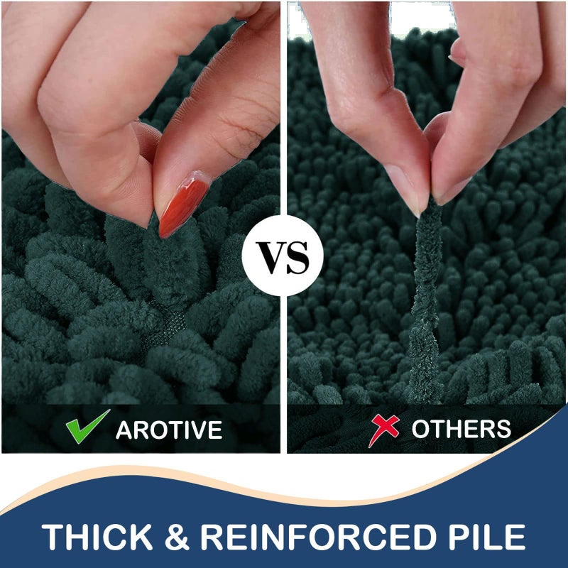 Arotive Arotive Chenille Bathroom Rug Mat  Extra Soft Thick Absorbent Shaggy Bath Rugs  Non-Slip Machine Wash Dry Plush Bath Runner Mats for Bathroom  Living Room  and Laundry Room (70""x24""  Dark Green)  - Image 4