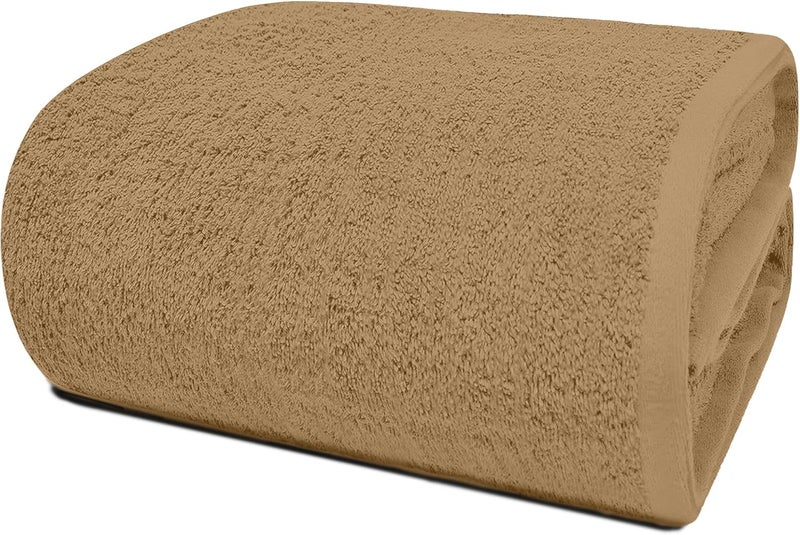 Riverside Pack of 1 Jumbo Bath Sheet 40 x 80 Inches - Extra Large Bath Towel, Super Soft & Highly Absorbent, 100% Cotton Quick Dry, Perfect to Wrap Yourself in - Tan - Image 1
