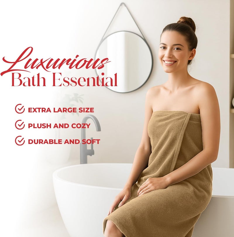Riverside Pack of 1 Jumbo Bath Sheet 40 x 80 Inches - Extra Large Bath Towel, Super Soft & Highly Absorbent, 100% Cotton Quick Dry, Perfect to Wrap Yourself in - Tan - Image 4