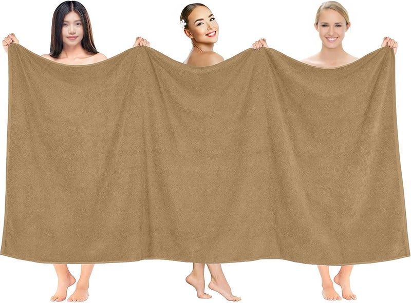 Riverside Pack of 1 Jumbo Bath Sheet 40 x 80 Inches - Extra Large Bath Towel, Super Soft & Highly Absorbent, 100% Cotton Quick Dry, Perfect to Wrap Yourself in - Tan - Image 2