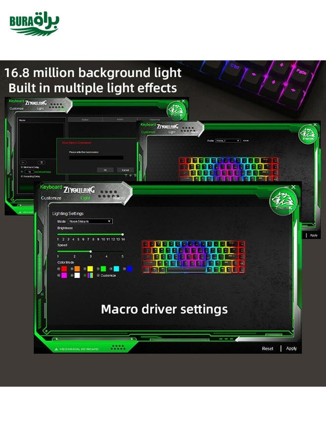 BURAQ - ZIYOU LANG T8 68 Keys RGB Gaming Mechanical Keyboard, Cable Length: 1.5m, Style: Micro Light Version Green Shaft - Image 1