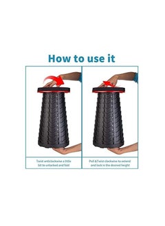 TIGER 2023 Upgraded Portable Collapsible Folding Stool – Retractable Telescoping Camping Stool for Adults, Ideal for Outdoor Fishing, Hiking, Gardening, Travel & BBQ (Red).  - Image 2