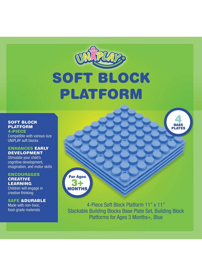 uniplay UNiPLAY Platform Building Block Base Plates - 11x11 Inch Stackable Building Platform Set, Learning Toy, Special Education for Ages 3 Months and Up (4-Piece Set)  - Image 2