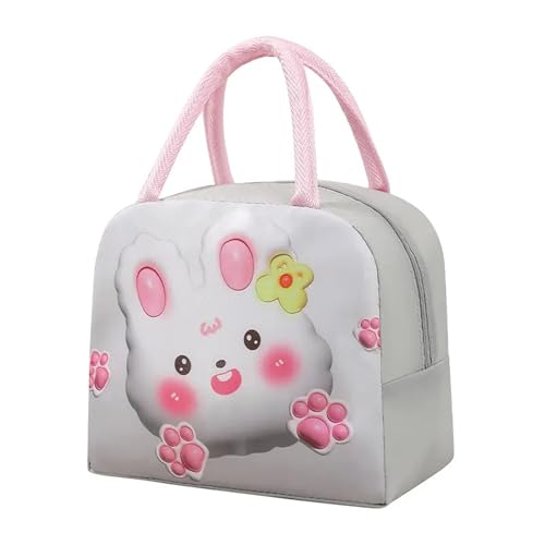 MUAC Cute 3D Cartoon Design Children's Lunch Box Insulated Kids Lunch Bag (White Bunny) - Image 1