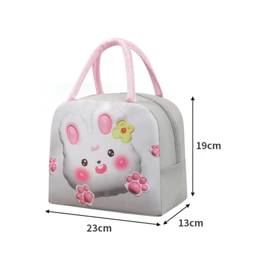 MUAC Cute 3D Cartoon Design Children's Lunch Box Insulated Kids Lunch Bag (White Bunny) - Image 2