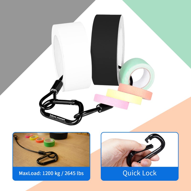 Selens Electrical Tape Holder for Gaffers Tape, Quick Lock Steel Clip Snap Hooks with 15" Hanging Rope for Photography, Film, Stage and Television Production Carrying Tools - Image 5