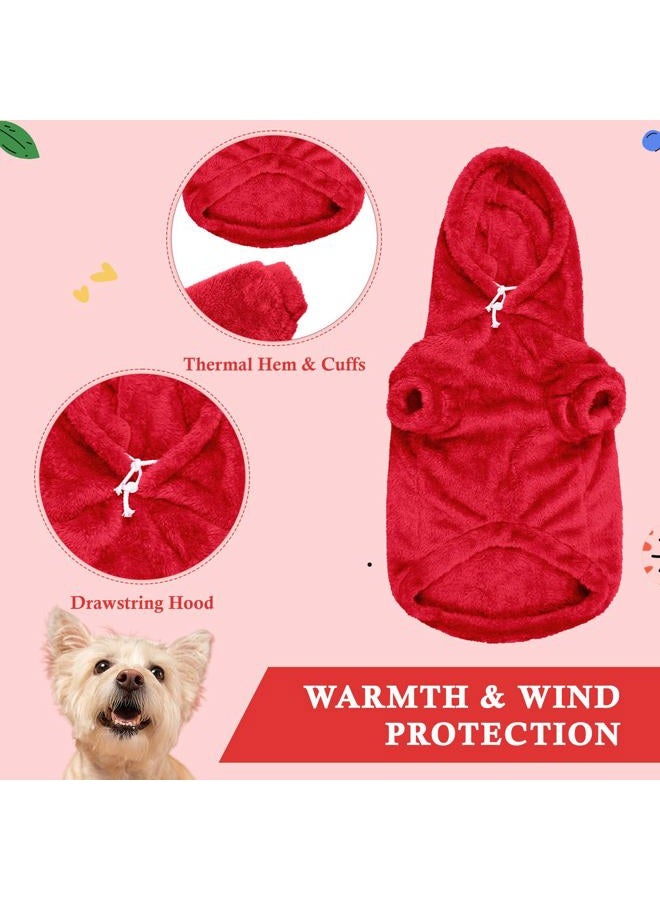 Waoduld Dog Sweaters for Medium Dogs,Dog Hoodie,Warm Fuzzy Fleece Sweatshirt with Hood & Pocket,Leash Hole,Cozy Cold Weather Pet Clothes Pet Sweater for Small Dogs(Red,M) - Image 5