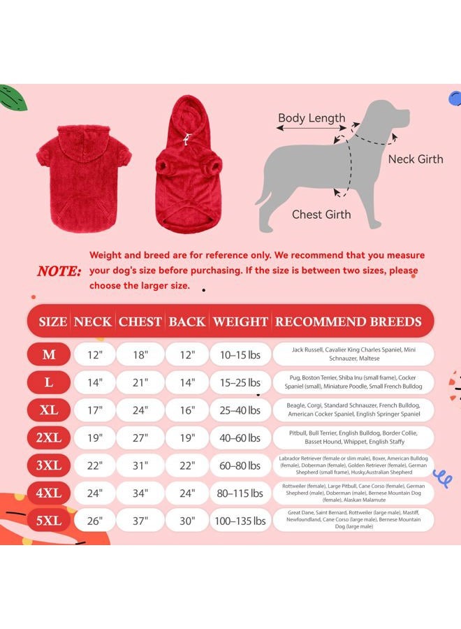 Waoduld Dog Sweaters for Medium Dogs,Dog Hoodie,Warm Fuzzy Fleece Sweatshirt with Hood & Pocket,Leash Hole,Cozy Cold Weather Pet Clothes Pet Sweater for Small Dogs(Red,M) - Image 3