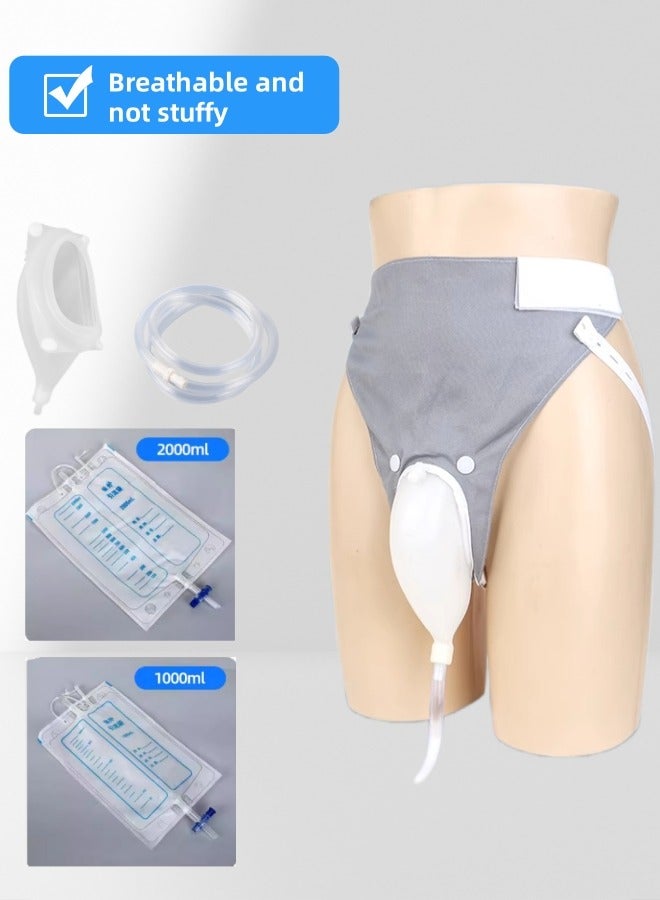 general ​​Reusable Silicone Urine Collector with Portable Wearable Urinary Drainage Bag System Wearable Washable Urinal Collector for Old man while Sleeping Bed Patients for 60+ Years Old (Grey Version)​ - Image 1