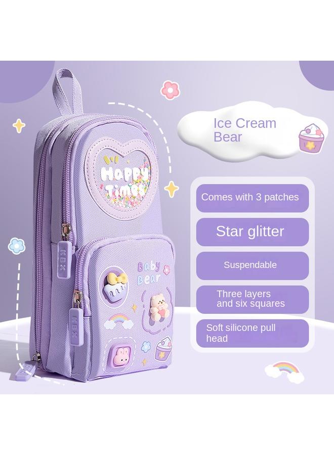 Bluejw 2025 High Color Value Schoolbag Canvas Pencil Case For Girls Primary School Children Large Capacity Cute Stationery For Girls - Image 1