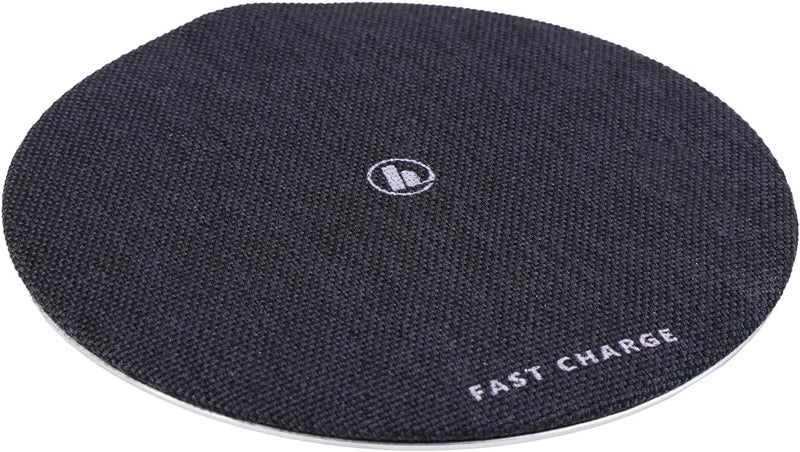 Hama FC15 Metal Wireless Charger 15W Fast Charging Pad with Qi Technology, LED Indicator, USB-C Input, Anti-Slip Fabric Surface, Overcharge Protection for iPhone & Android – Black - Image 4