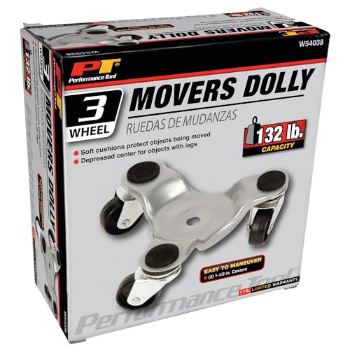 Performance Tool W54038 Soft Cushioned Moving Dolly with Depressed Center and 132lb Capacity 3 Casters - Image 3