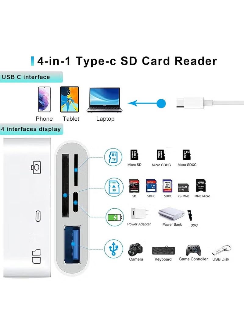 Rock Pow USB C SD Card Reader Adapter 4 Ports, Camera Memory SD Card Reader for iPhone 15/iPhone 16/USB C Male to USB Female Micro SD TF Power Charging Splitter for iPad Pro, MacBook Pro and More USB C Devices  - Image 5