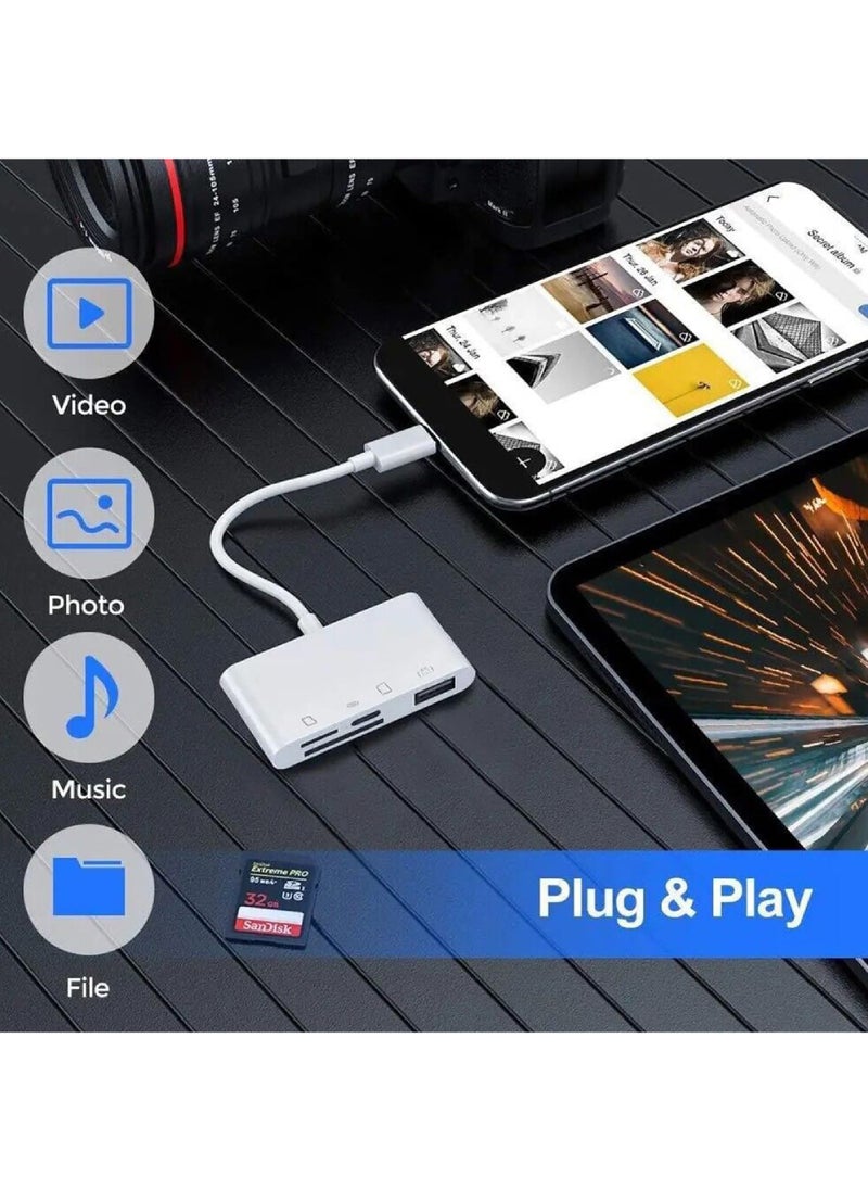 Rock Pow - USB C SD Card Reader Adapter 4 Ports, Camera Memory SD Card Reader for iPhone 15, USB C Male to USB Female Micro SD TF Power Charging Splitter for iPad Pro, MacBook Pro and More USB C Devices - Image 1