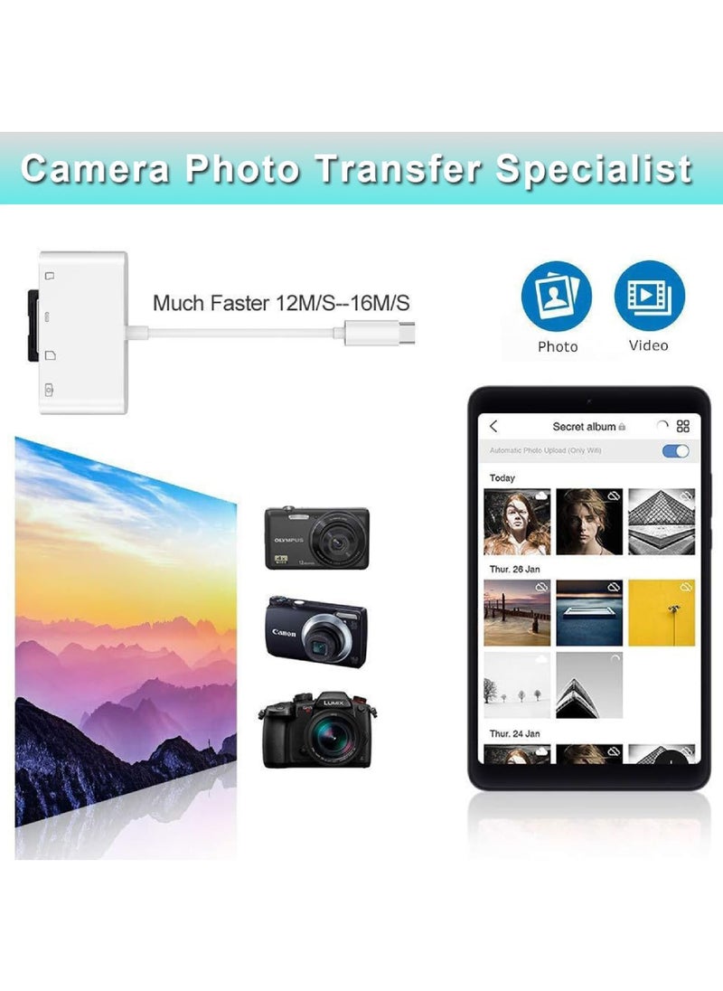 Rock Pow - USB C SD Card Reader Adapter 4 Ports, Camera Memory SD Card Reader for iPhone 15, USB C Male to USB Female Micro SD TF Power Charging Splitter for iPad Pro, MacBook Pro and More USB C Devices - Image 1