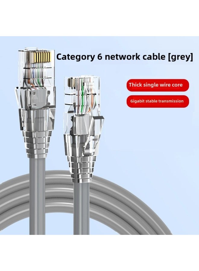 Category 6 Network Cable CAT6 Gigabit Home Engineering Computer Broadband Router 8-core Twisted Pair Network Hop RJ45 Head-Colour:Category 6 Gigabit Gray (sheath + Unshielded Head)-Line Length:50m - Image 1